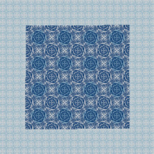 Table Topper Succulent Rose Blue 32"