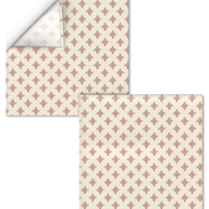 Block Print Ornament Red on Creme Napkins 16" set of 2