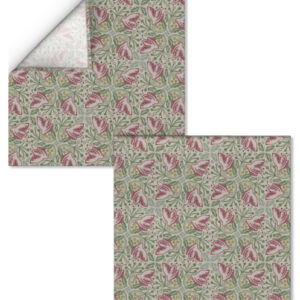 Folk Flower and leaf magenta on beige Napkins 16" set of 2